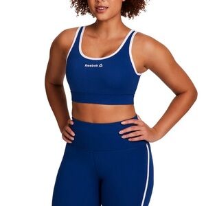 Reebok Women's Navy Sports Bra with White Trim